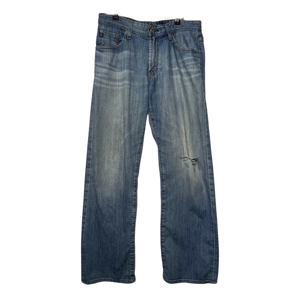 Adriano Goldschmied AG Protege Straight Leg Jeans Light Wash Mens 31R Distressed